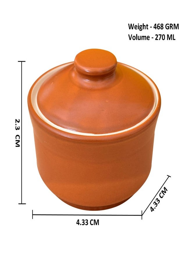 KunhaR Multipurpose Ceramic Donga - Terracotta Plain | 270 ML Lidded Serving Donga | Microwave & Dishwasher Safe | Ideal for Gravy, Dal, Curry & More - Image 4
